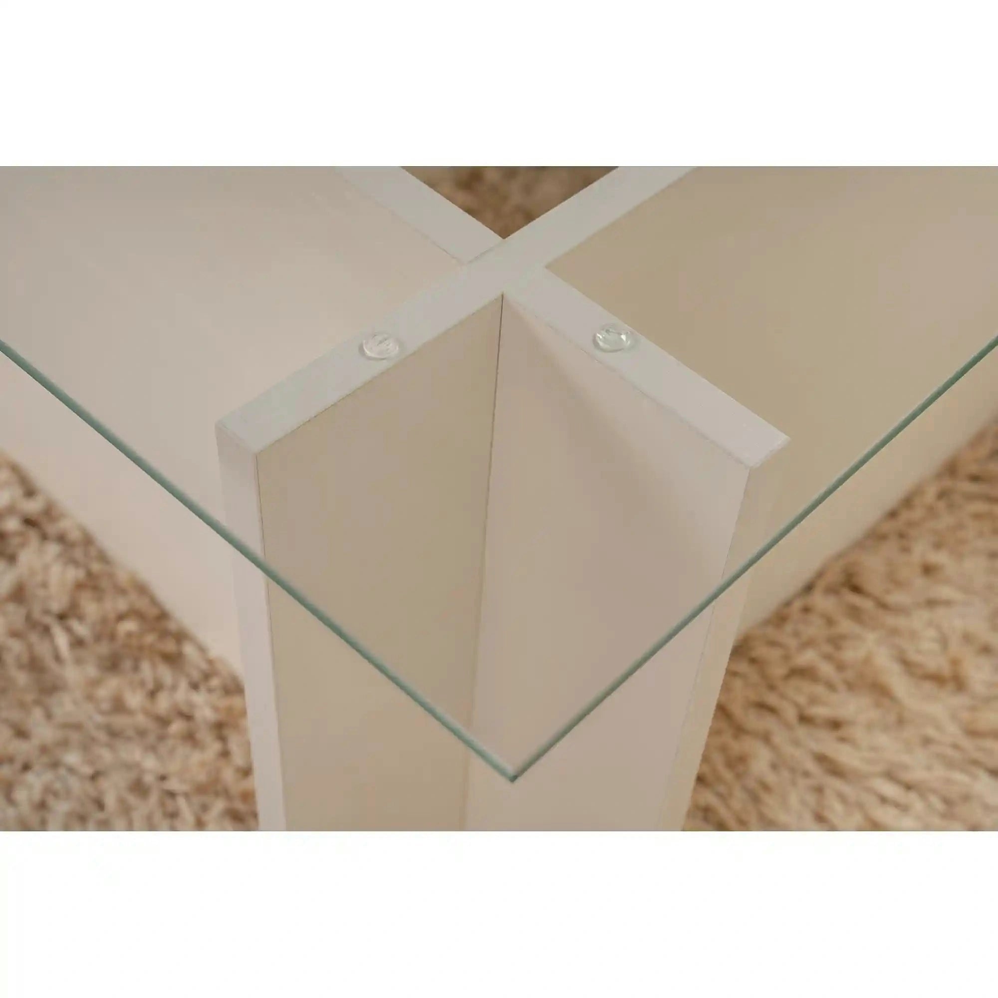 Masuta cafea VETRINO, alb/transparent, sticla/PAL, 105x65x40 cm
