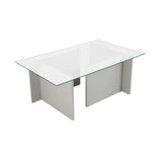 Masuta cafea VETRINO, gri/transparent, sticla/PAL, 105x65x40 cm