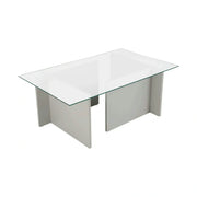 Masuta cafea VETRINO, gri/transparent, sticla/PAL, 105x65x40 cm