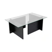 Masuta cafea VETRINO, negru/transparent, PAL/sticla, 105x65x40 cm