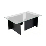 Masuta cafea VETRINO, negru/transparent, PAL/sticla, 105x65x40 cm