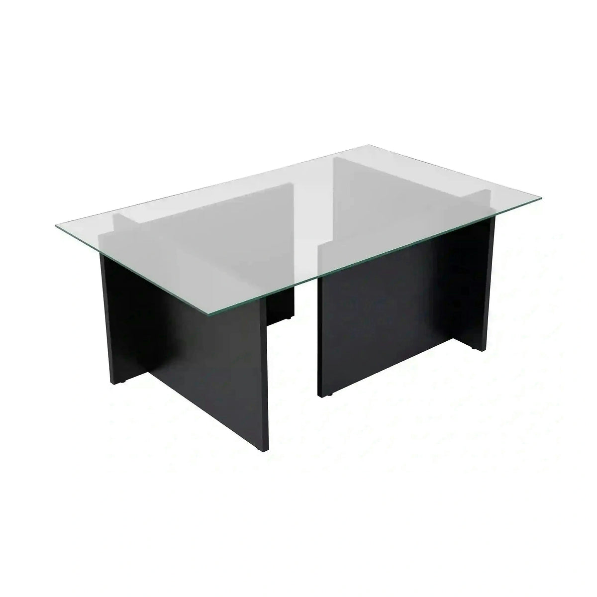 Masuta cafea VETRINO, negru/transparent, PAL/sticla, 105x65x40 cm