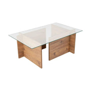 Masuta cafea VETRINO, pin/transparent, sticla/PAL, 105x65x40 cm