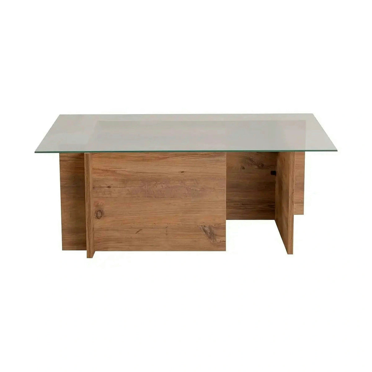Masuta cafea VETRINO, pin/transparent, sticla/PAL, 105x65x40 cm