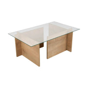 Masuta cafea VETRINO, stejar miere/transparent, sticla/PAL, 105x65x40 cm