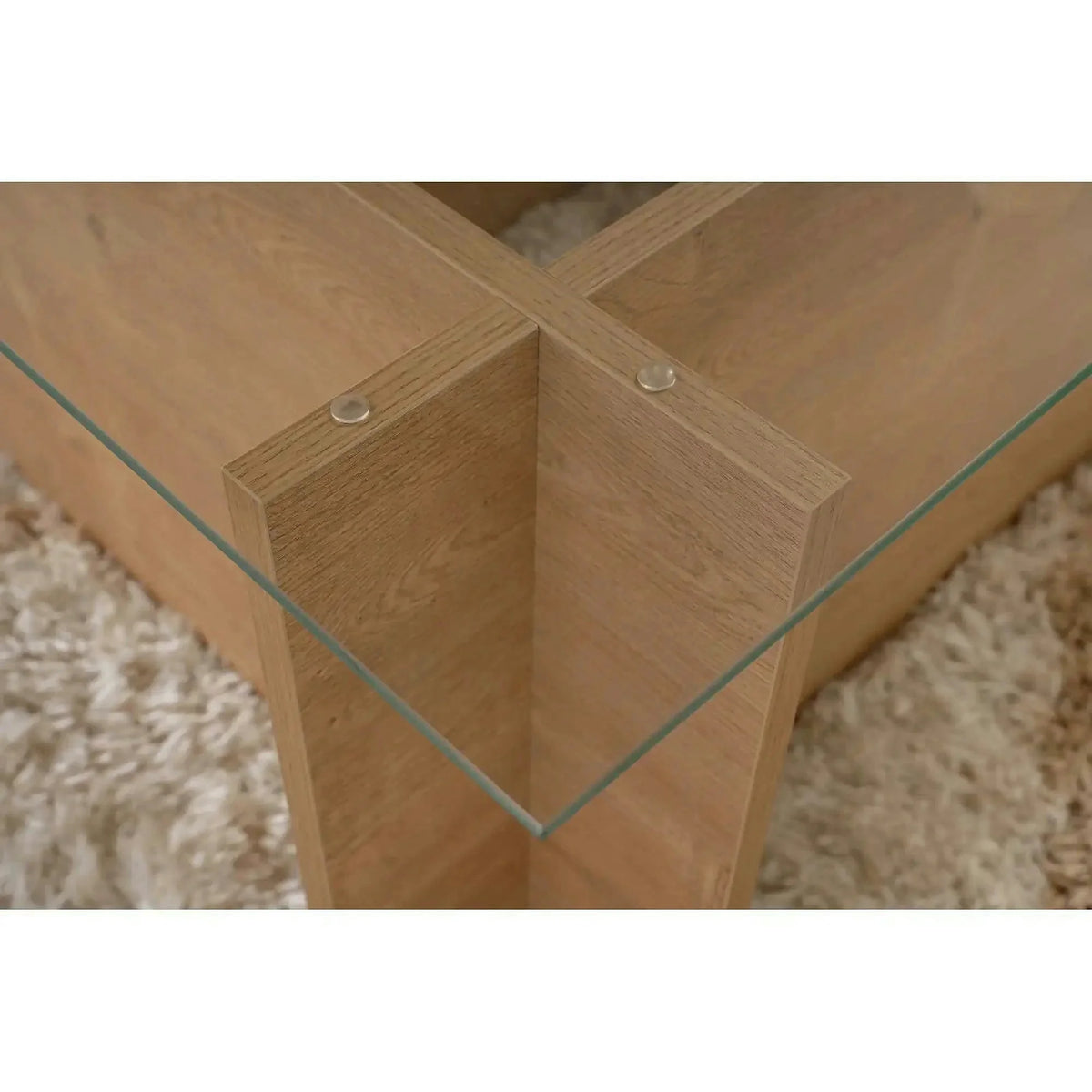 Masuta cafea VETRINO, stejar miere/transparent, sticla/PAL, 105x65x40 cm