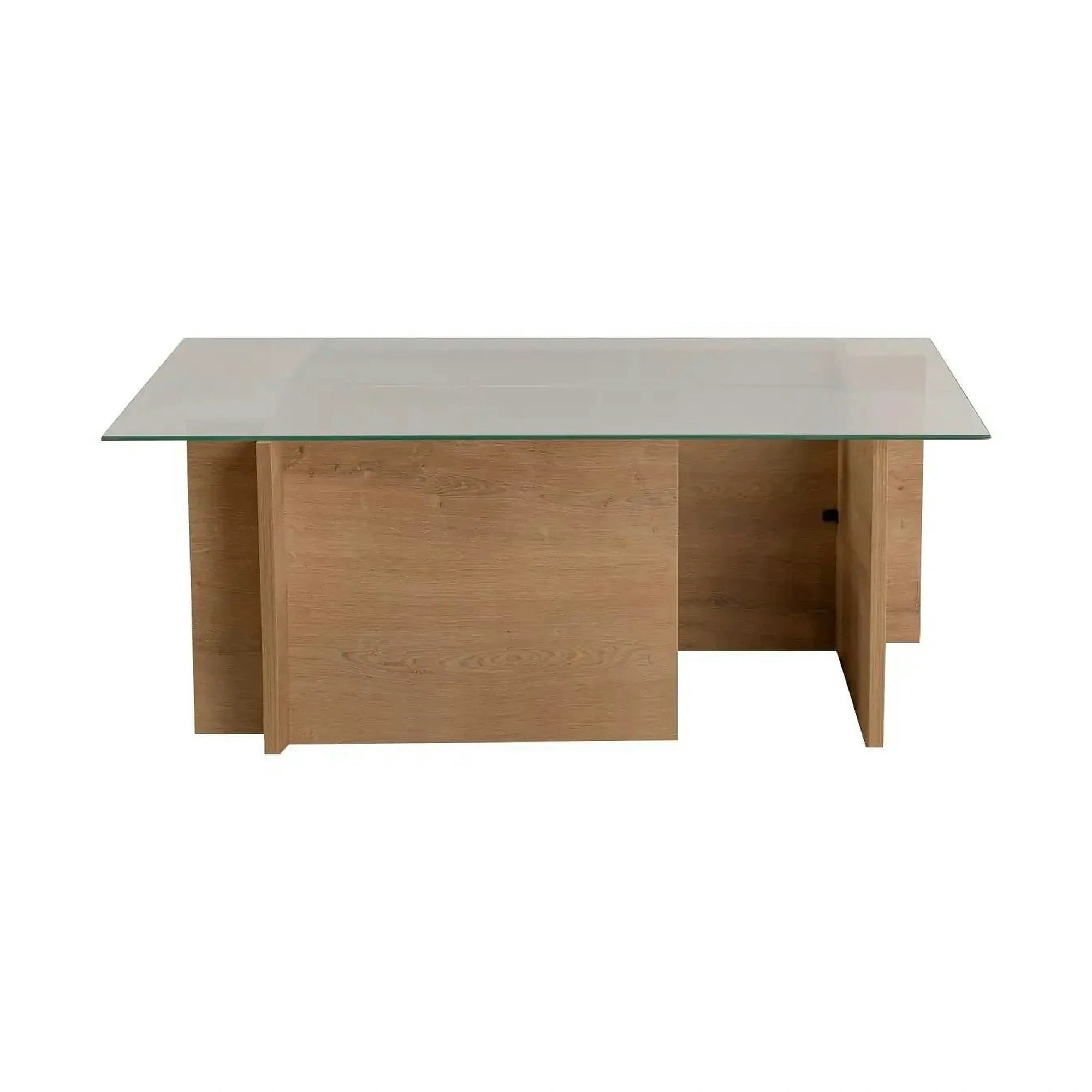 Masuta cafea VETRINO, stejar miere/transparent, sticla/PAL, 105x65x40 cm