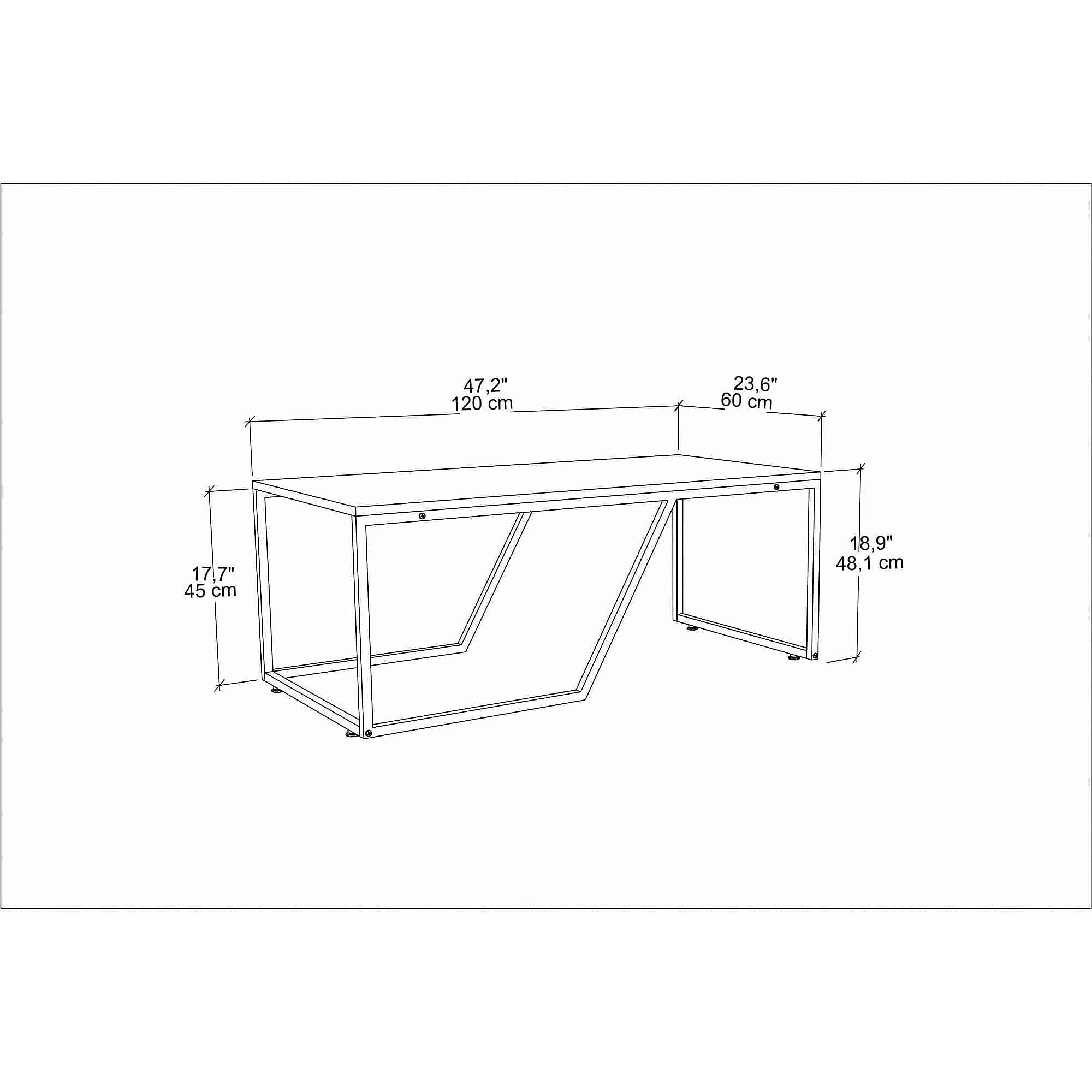 Masuta cafea Wendy, alb cu efect de marmura/auriu, PAL melaminat, 120x60x48 cm
