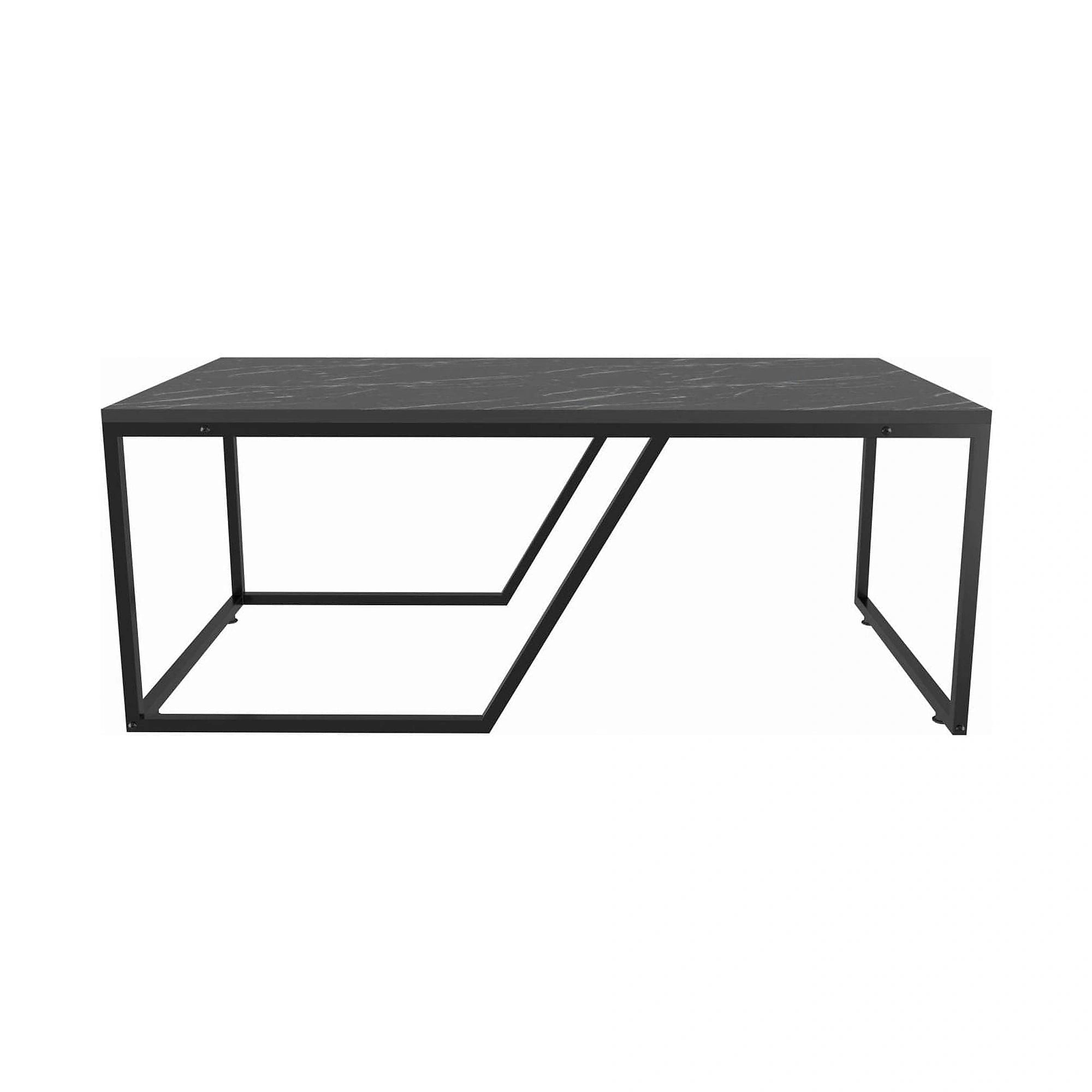 Masuta cafea Wendy, negru cu efect de marmura, PAL melaminat, 120x60x48 cm