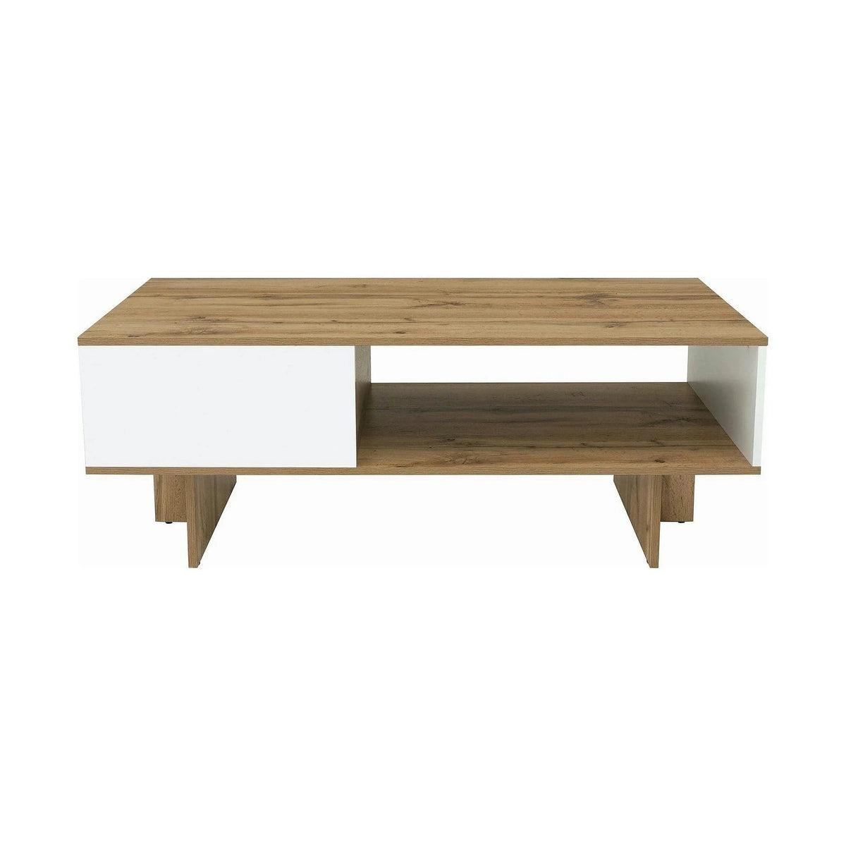 Masuta cafea Zele, stejar wotan/alb, PAL, 120X60X46 cm