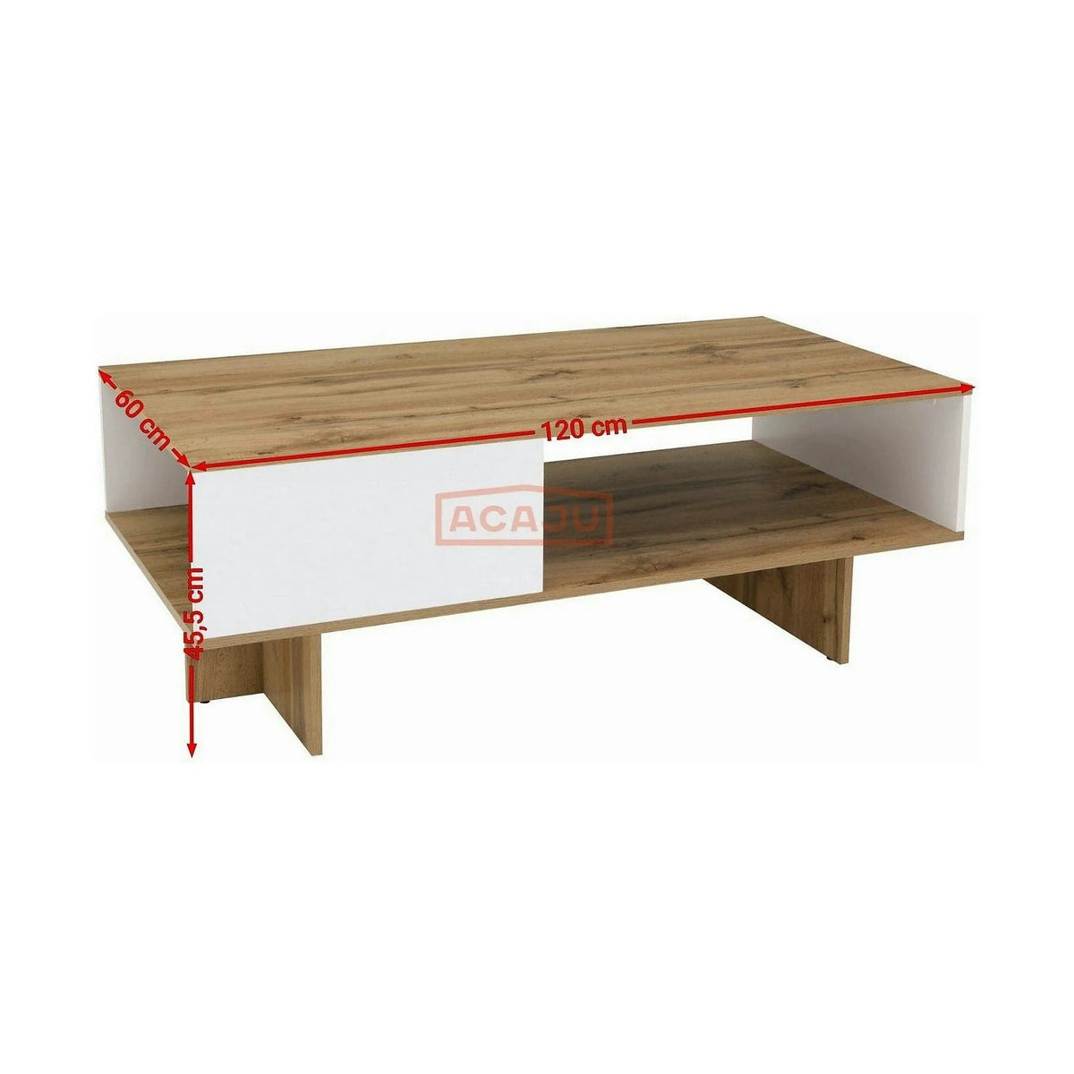 Masuta cafea Zele, stejar wotan/alb, PAL, 120X60X46 cm