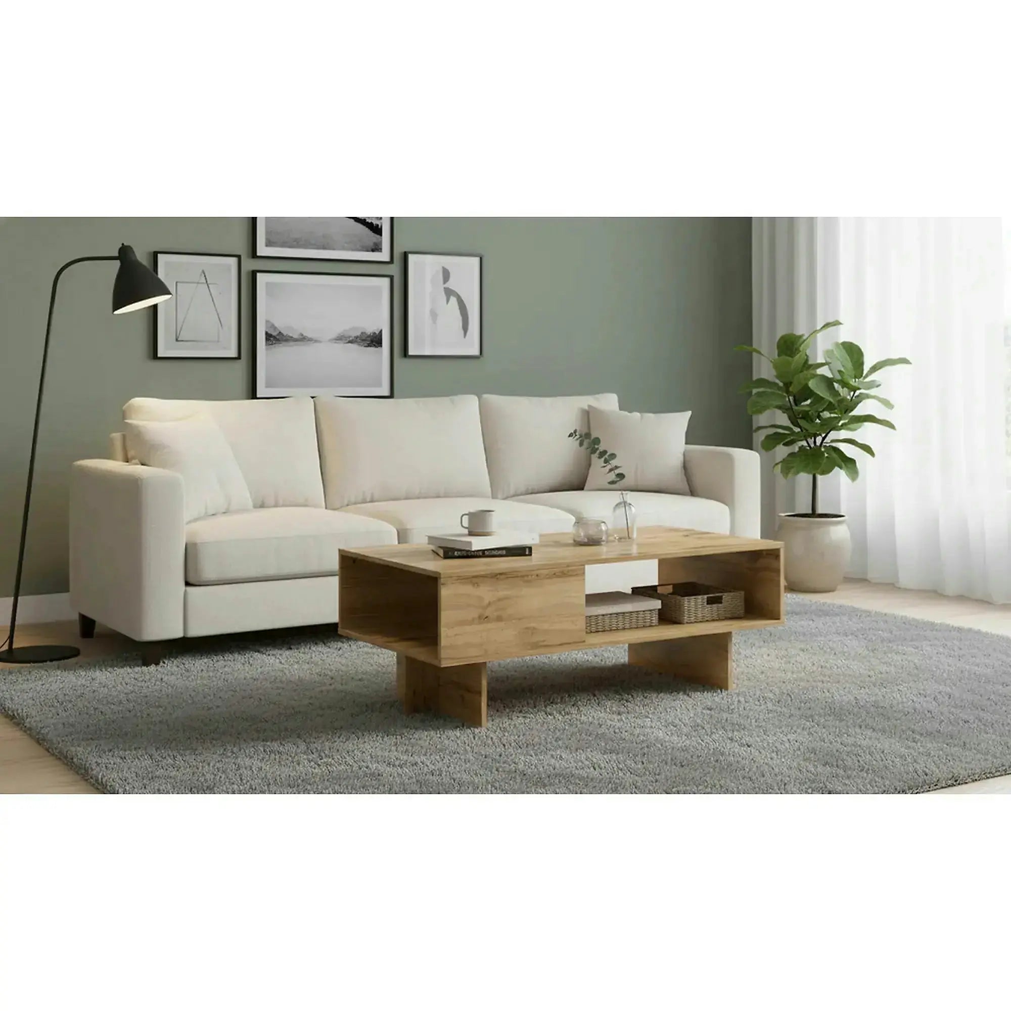 Masuta cafea ZELE, stejar wotan, PAL laminat, 120x60x46 cm