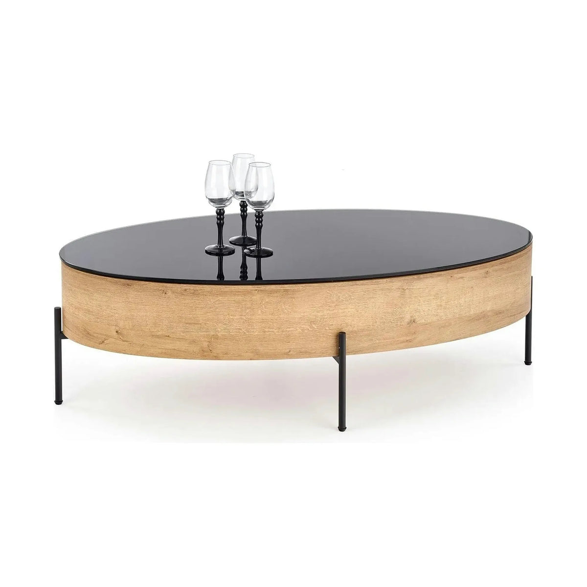 Masuta cafea ZENGA stejar auriu/negru, 120x60x37 cm