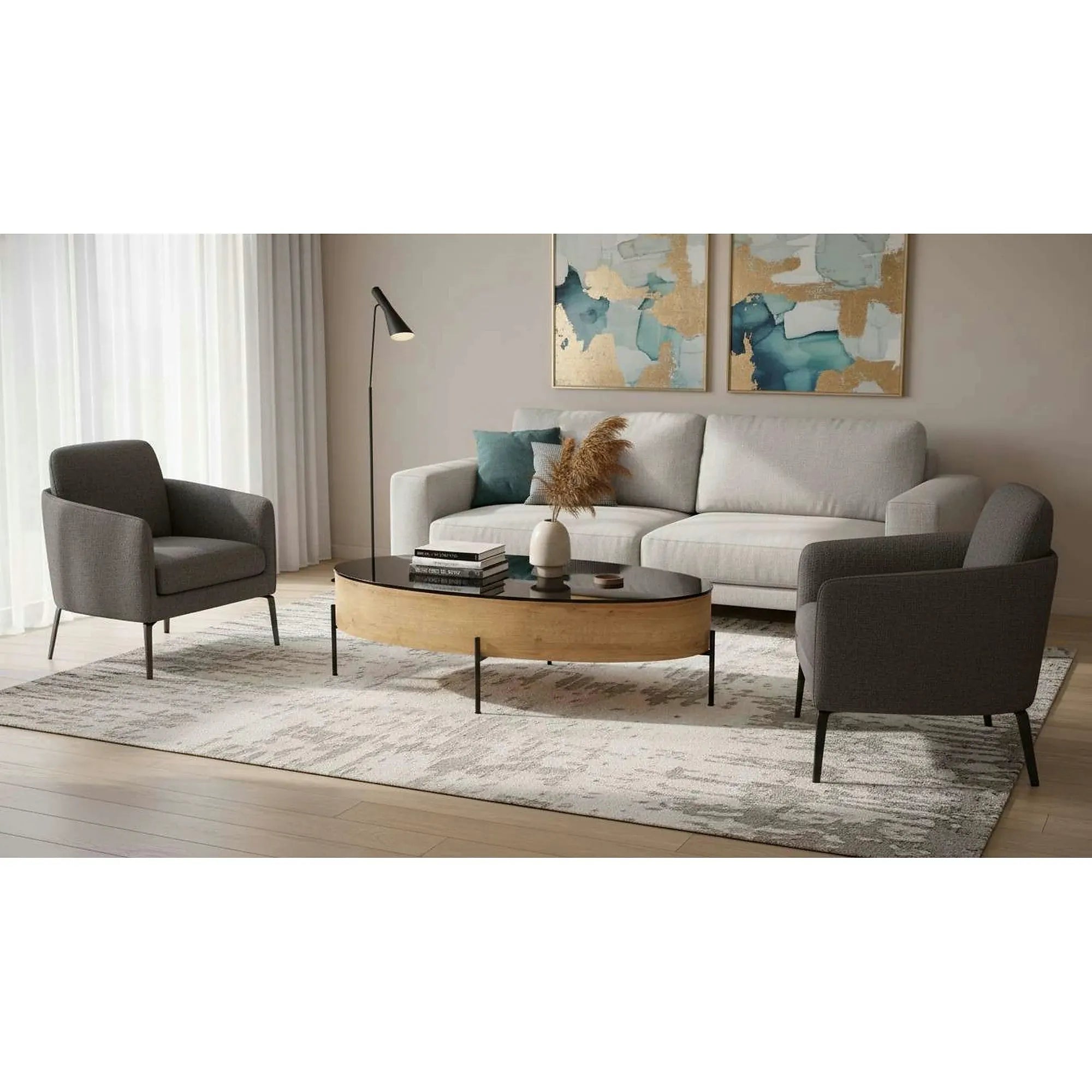 Masuta cafea ZENGA stejar auriu/negru, 120x60x37 cm