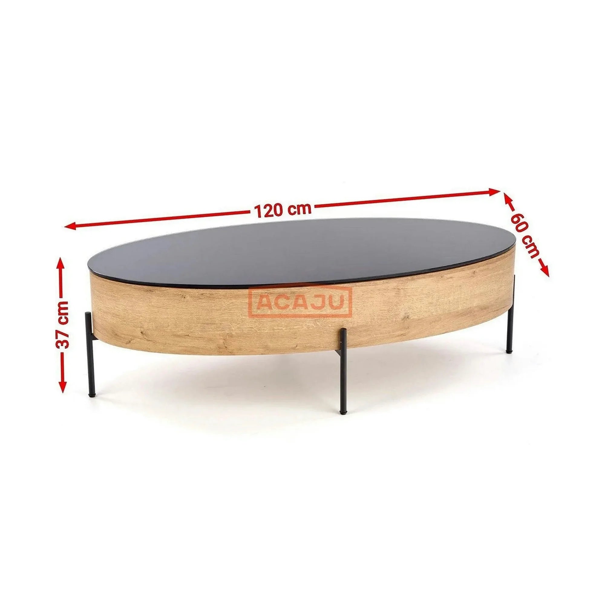Masuta cafea ZENGA stejar auriu/negru, 120x60x37 cm