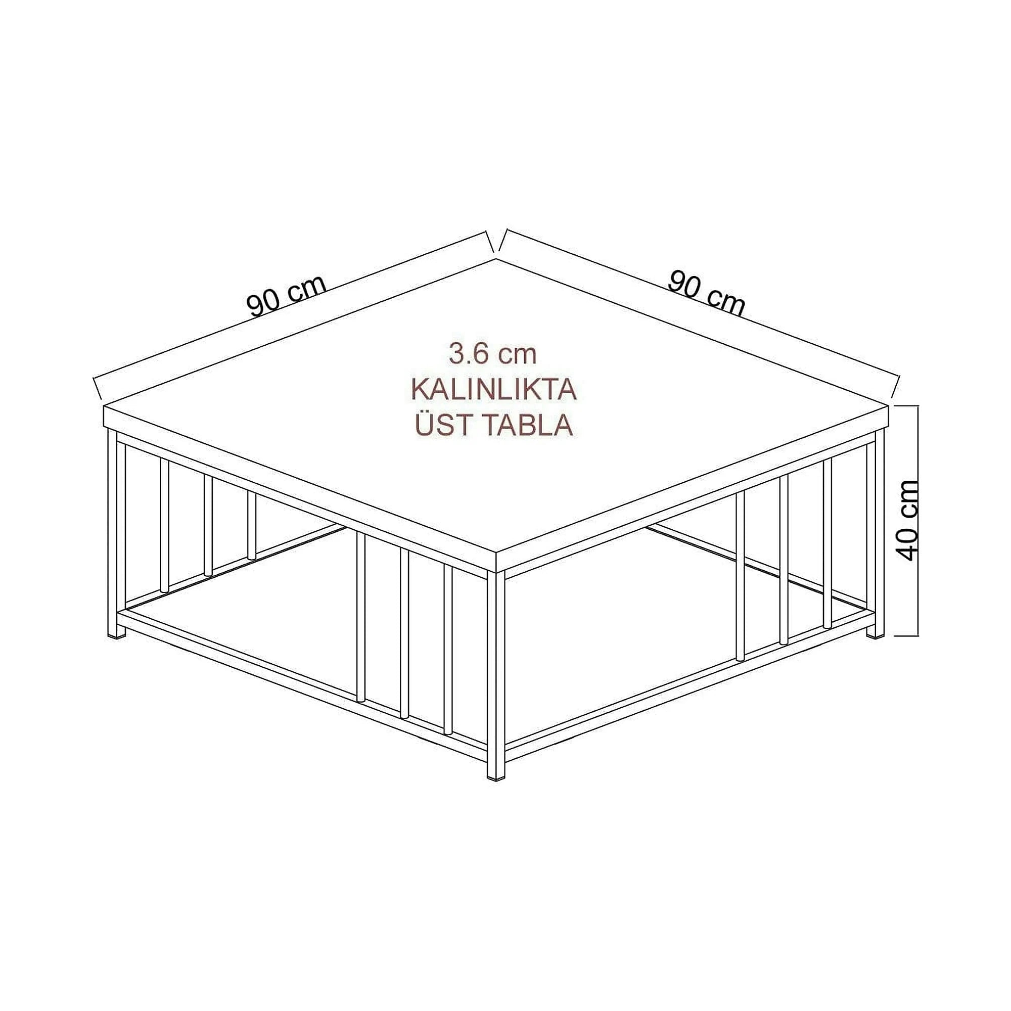 Masuta cafea Zenn, alb/auriu, PAL melaminat/metal, 90x90x40 cm