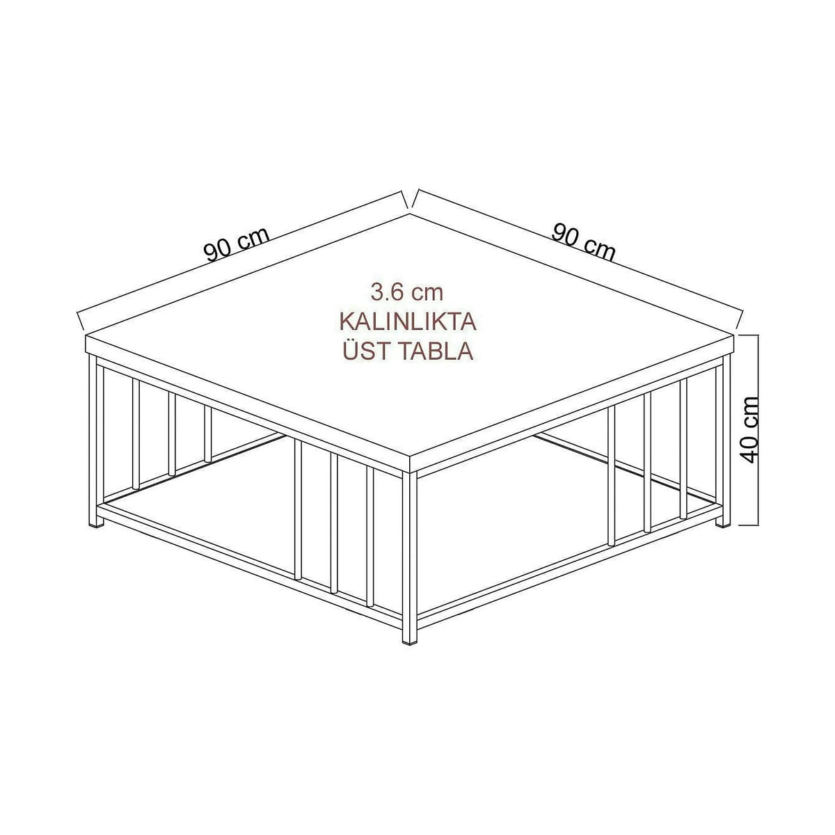 Masuta cafea Zenn, gri antracit/auriu, PAL melaminat/metal, 90x90x40 cm