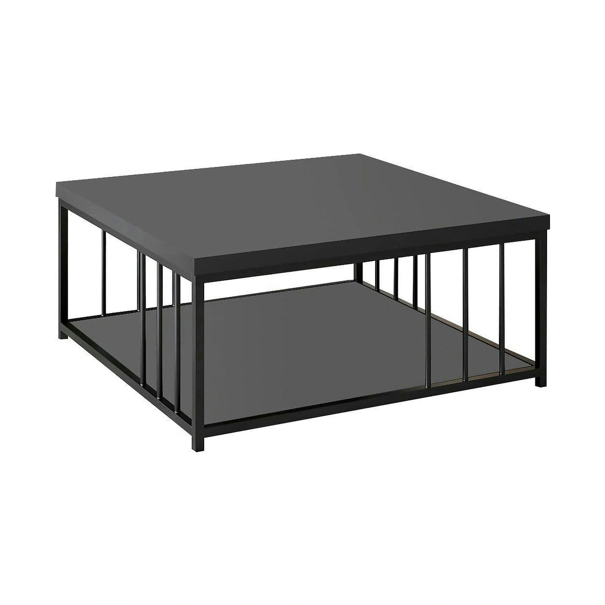 Masuta cafea Zenn, gri antracit/negru, PAL melaminat/metal, 90x90x40 cm
