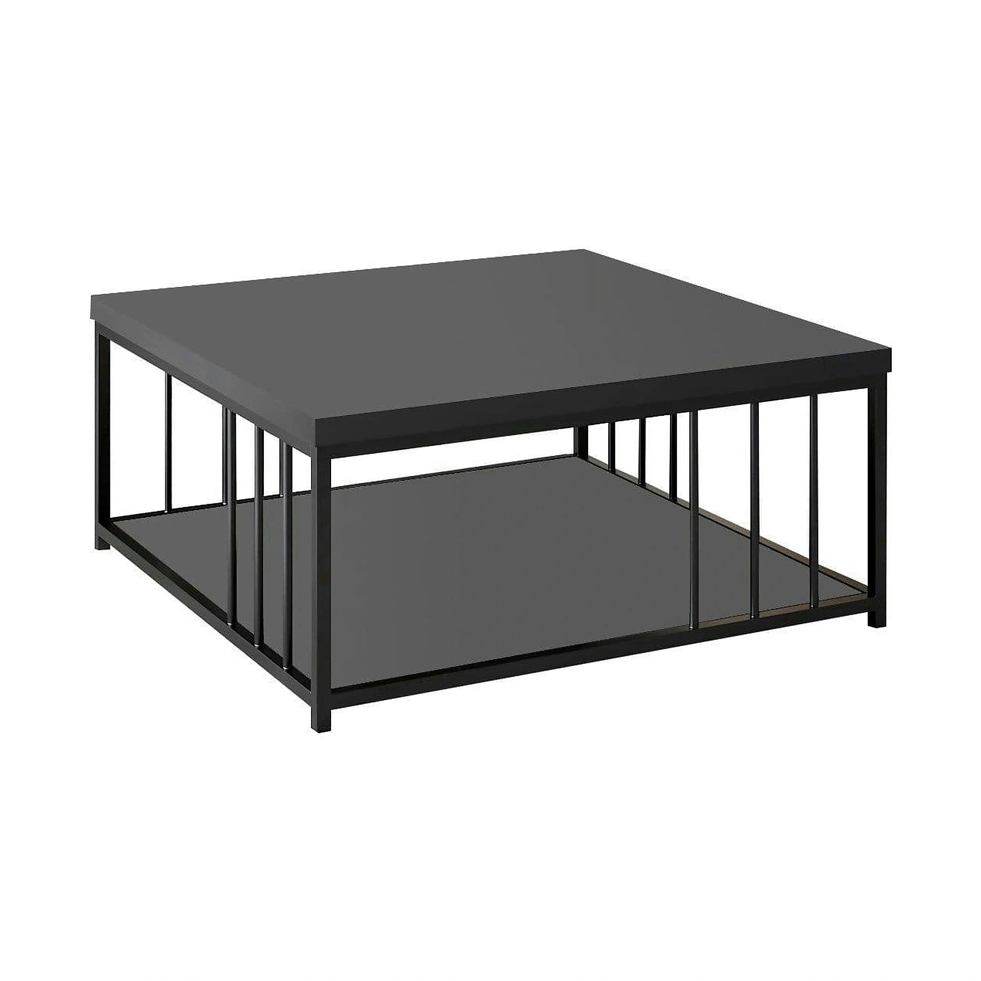 Masuta cafea Zenn, gri antracit/negru, PAL melaminat/metal, 90x90x40 cm