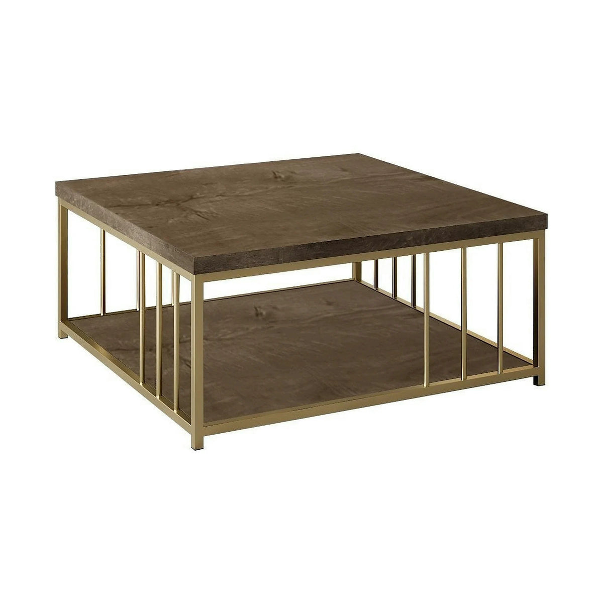 Masuta cafea Zenn, nuc/auriu, PAL melaminat/metal, 90x90x40 cm