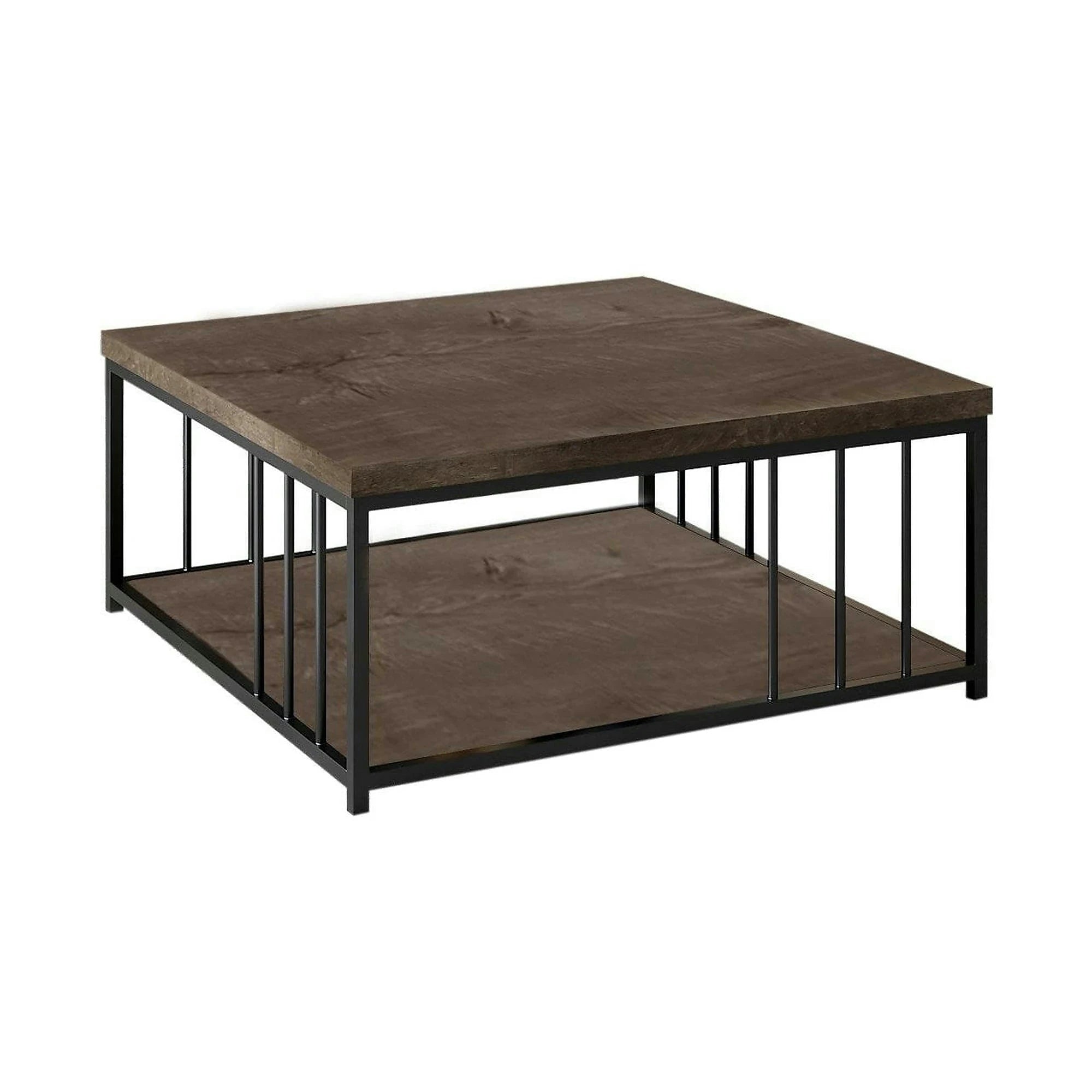 Masuta cafea Zenn, nuc/negru, PAL melaminat, 90x90x40 cm