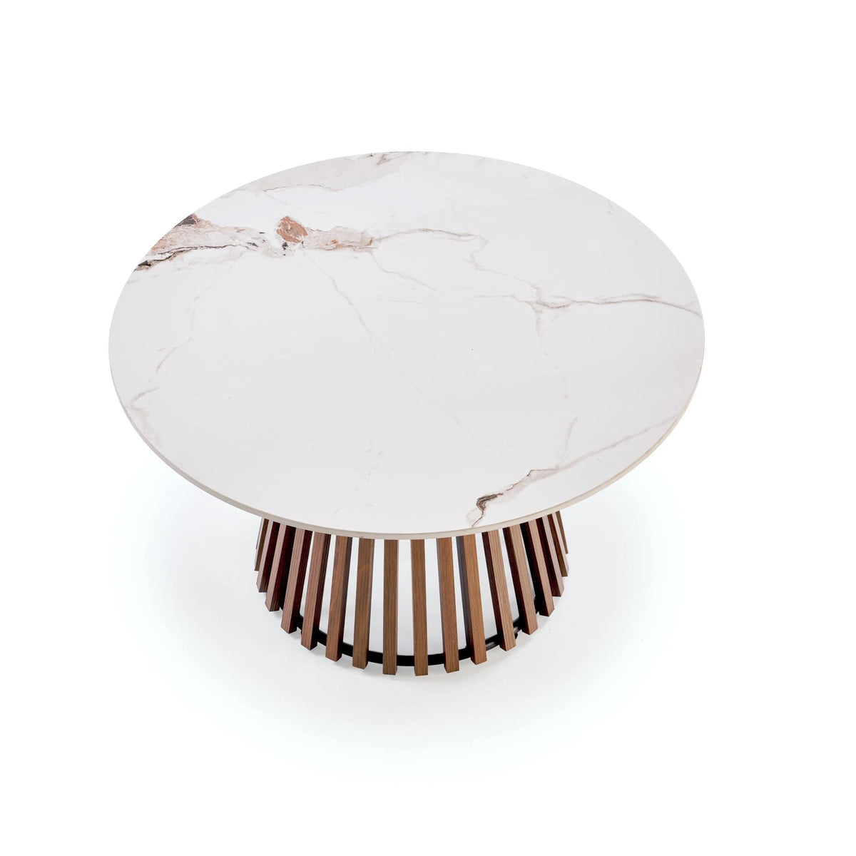 Masuta cafea MDF CARINA, bej cu efect de marmura/nuc, 80x46 cm
