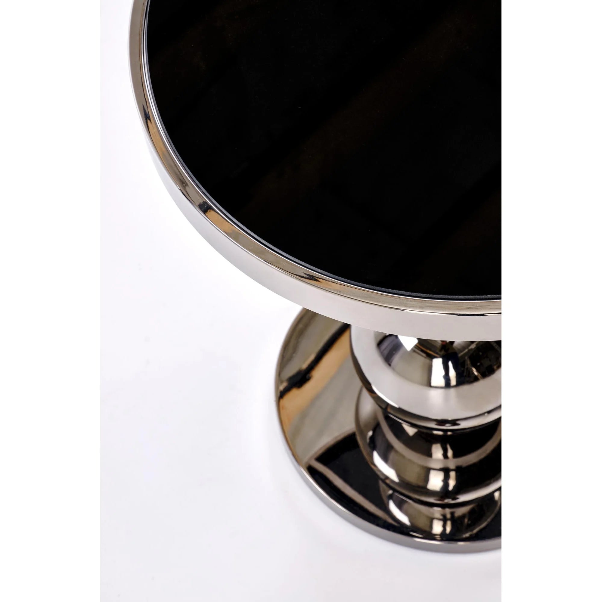 Masuta CARLA, negru/argintiu, sticla/metal, 40x46 cm