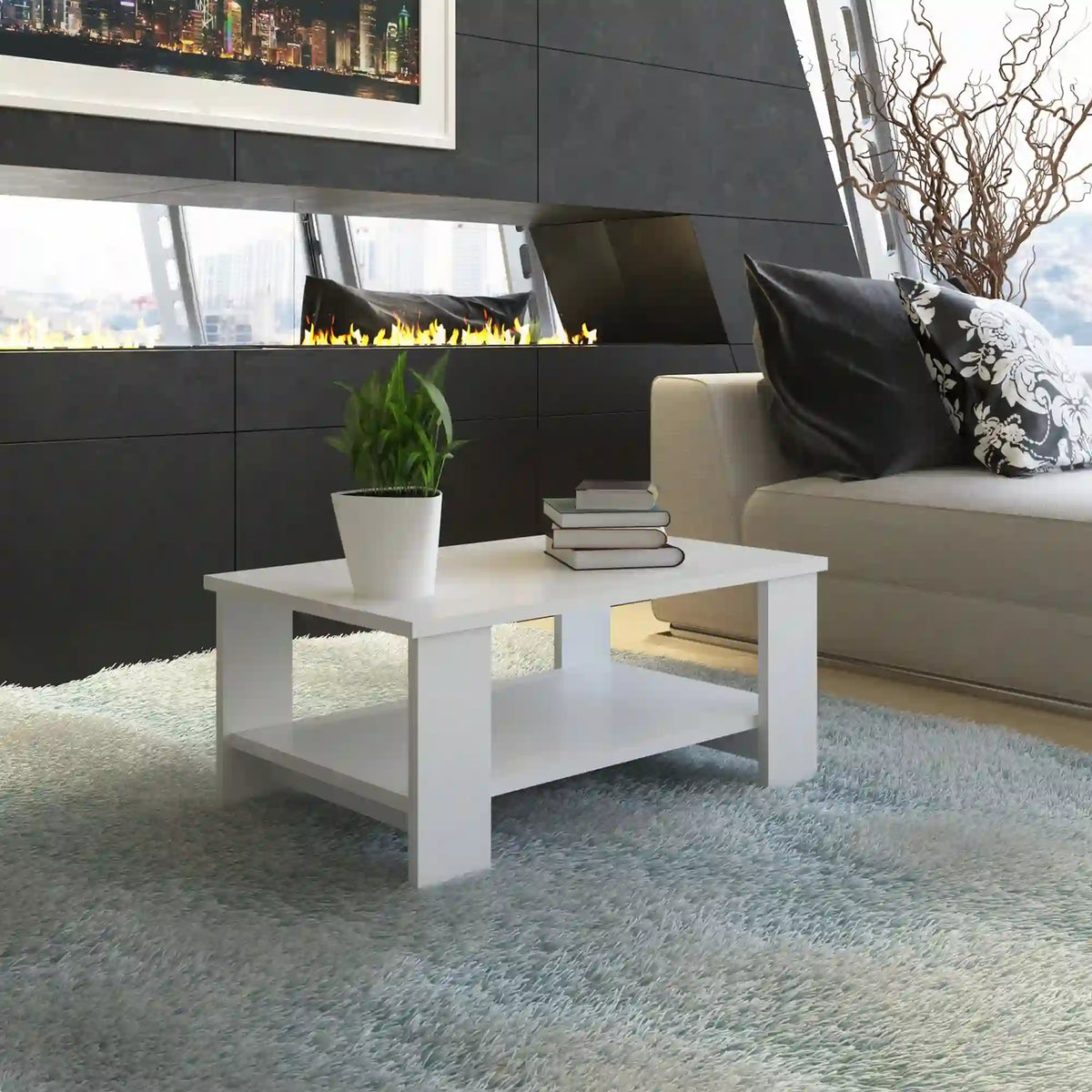 Masuta de cafea BERNARDO, alb, PAL melaminat, 90x55x41 cm