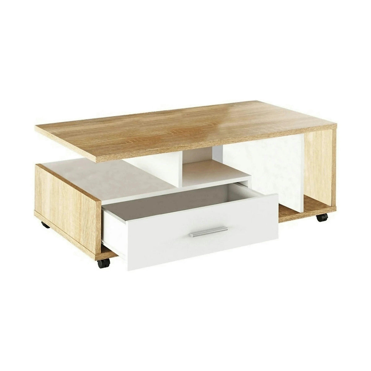 Masuta de cafea DECHEN, stejar sonoma/alb, PAL melaminat, 112x58x42 cm