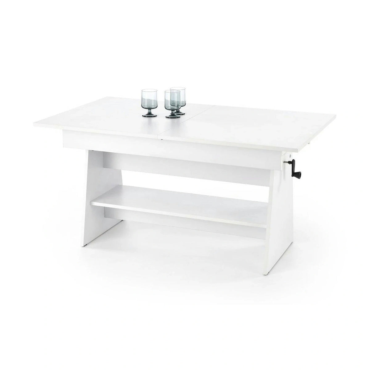 Masuta de cafea extensibila ERIKA, alb, PAL laminat, 120/160x70x61/72 cm