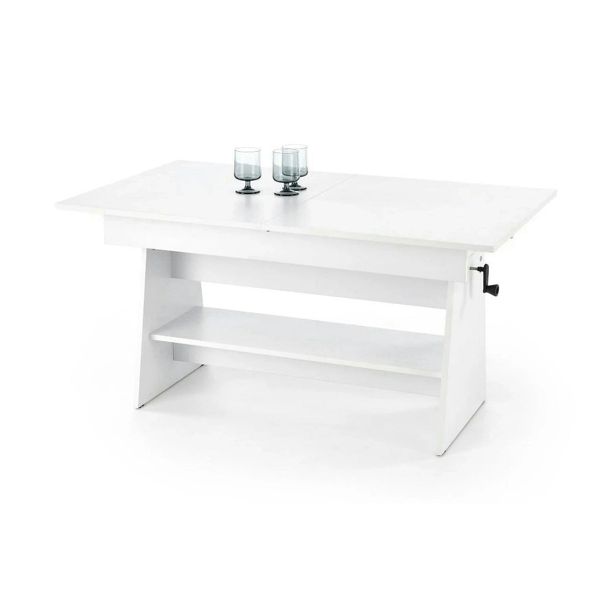 Masuta de cafea extensibila ERIKA, alb, PAL laminat, 120/160x70x61/72 cm