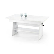 Masuta de cafea extensibila ERIKA, alb, PAL laminat, 120/160x70x61/72 cm