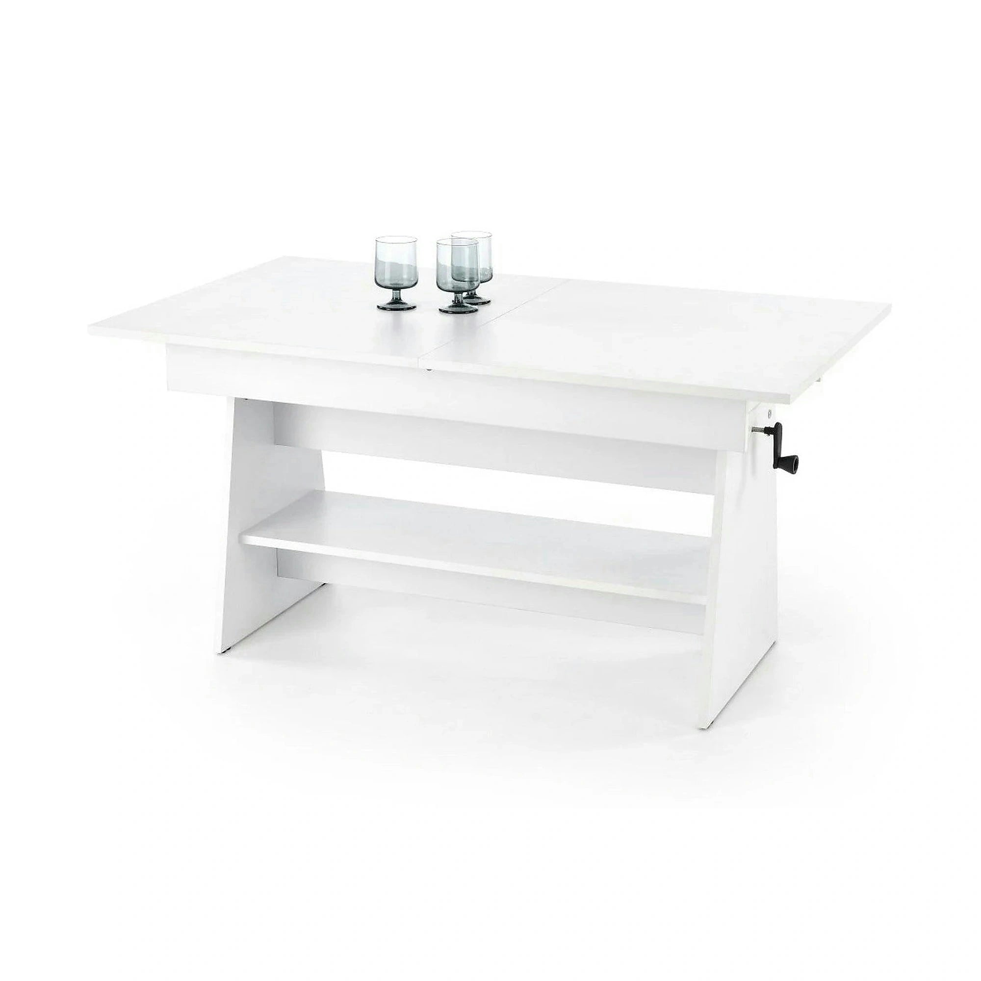 Masuta de cafea extensibila ERIKA, alb, PAL laminat, 120/160x70x61/72 cm
