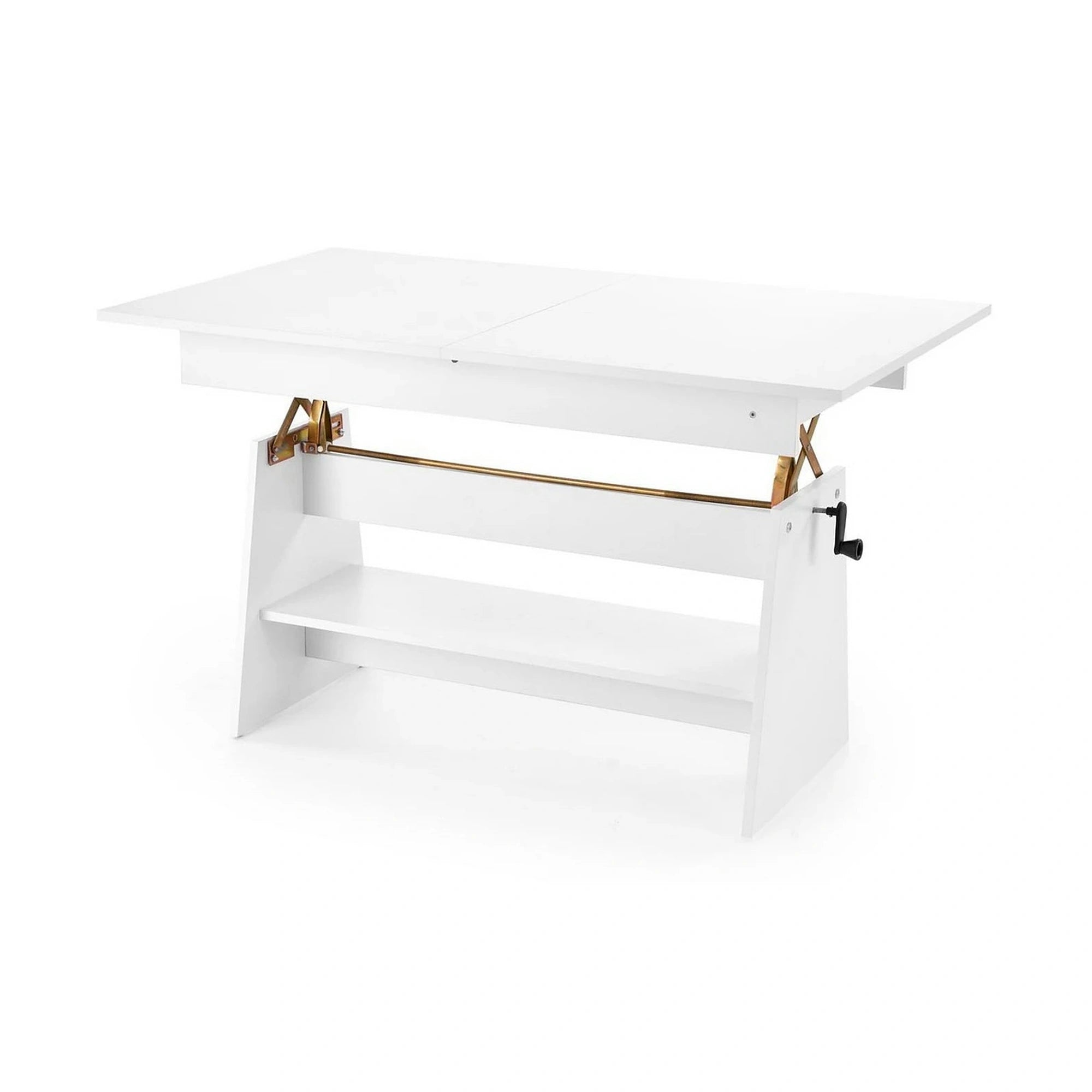 Masuta de cafea extensibila ERIKA, alb, PAL laminat, 120/160x70x61/72 cm