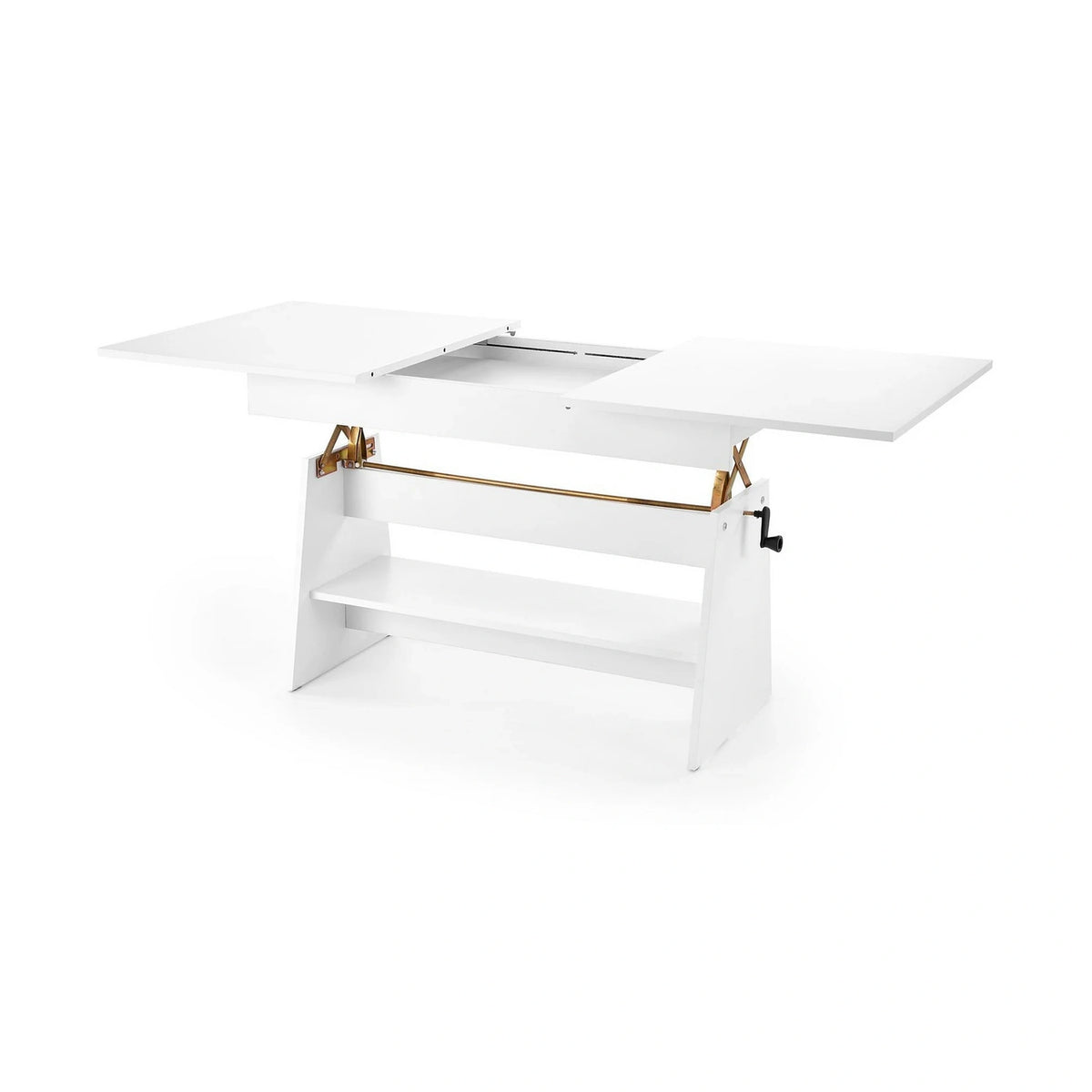 Masuta de cafea extensibila ERIKA, alb, PAL laminat, 120/160x70x61/72 cm