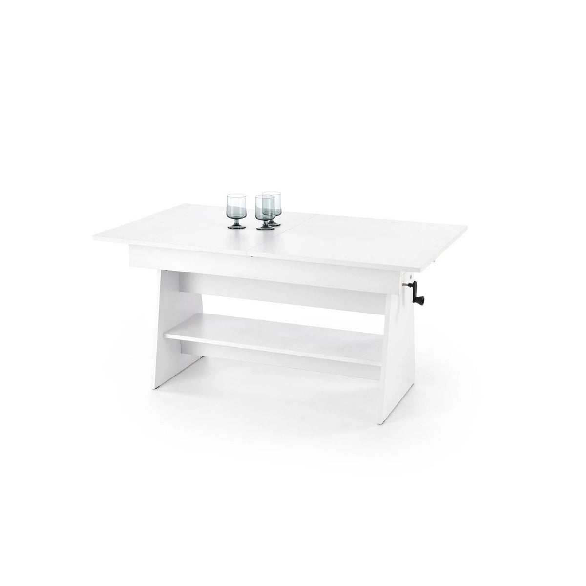 Masuta de cafea extensibila ERIKA, alb, PAL laminat, 120/160x70x61/72 cm