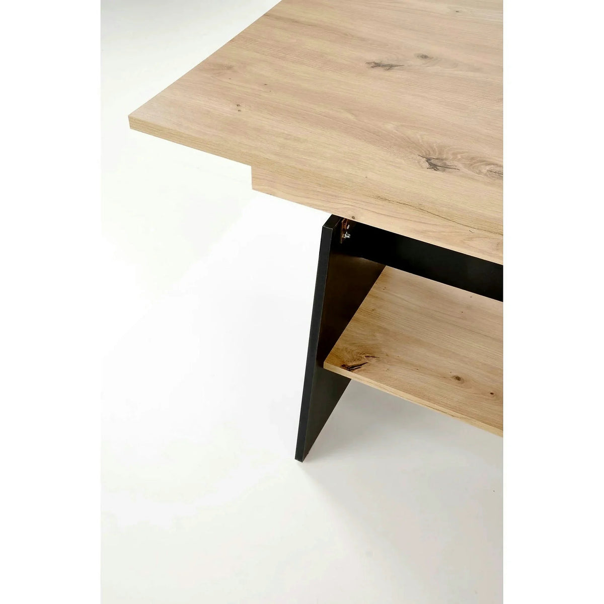 Masuta de cafea extensibila ERIKA, stejar artisan/negru, PAL laminat, 120/160x70x61/72 cm