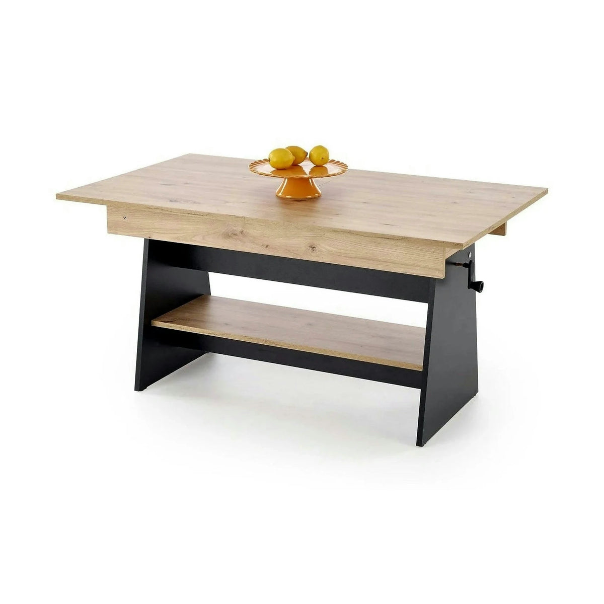 Masuta de cafea extensibila ERIKA, stejar artisan/negru, PAL laminat, 120/160x70x61/72 cm