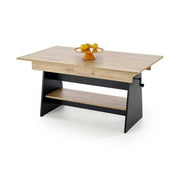 Masuta de cafea extensibila ERIKA, stejar artisan/negru, PAL laminat, 120/160x70x61/72 cm