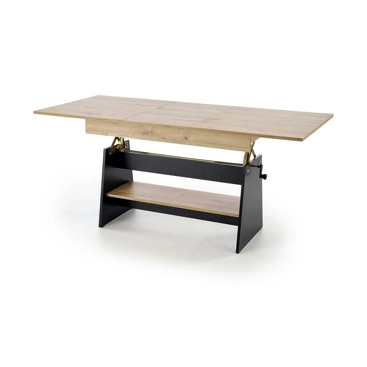 Masuta de cafea extensibila ERIKA, stejar artisan/negru, PAL laminat, 120/160x70x61/72 cm