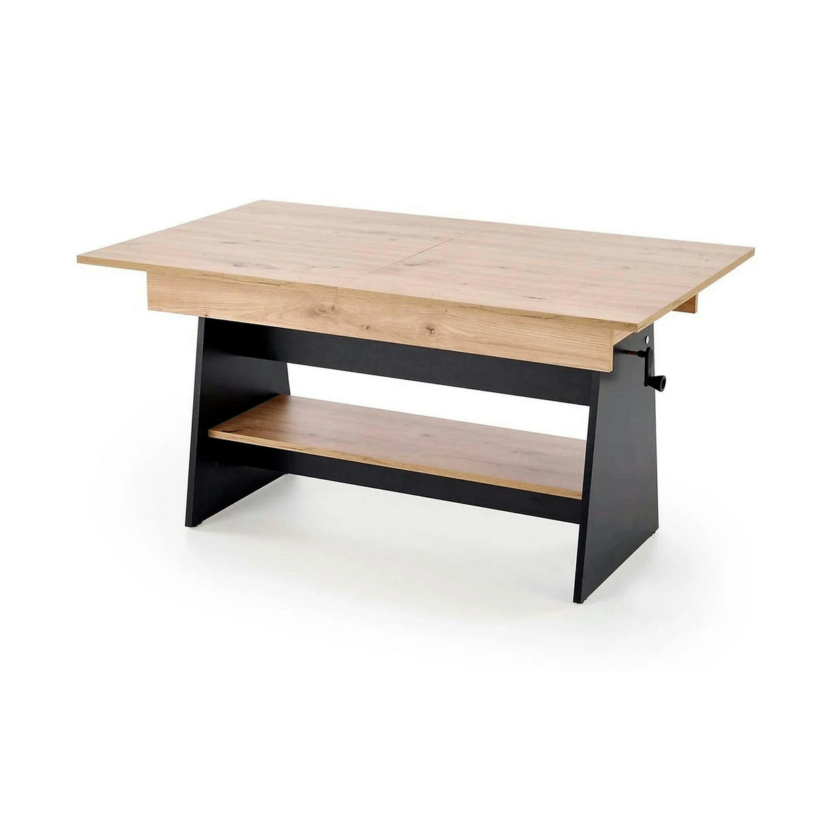Masuta de cafea extensibila ERIKA, stejar artisan/negru, PAL laminat, 120/160x70x61/72 cm