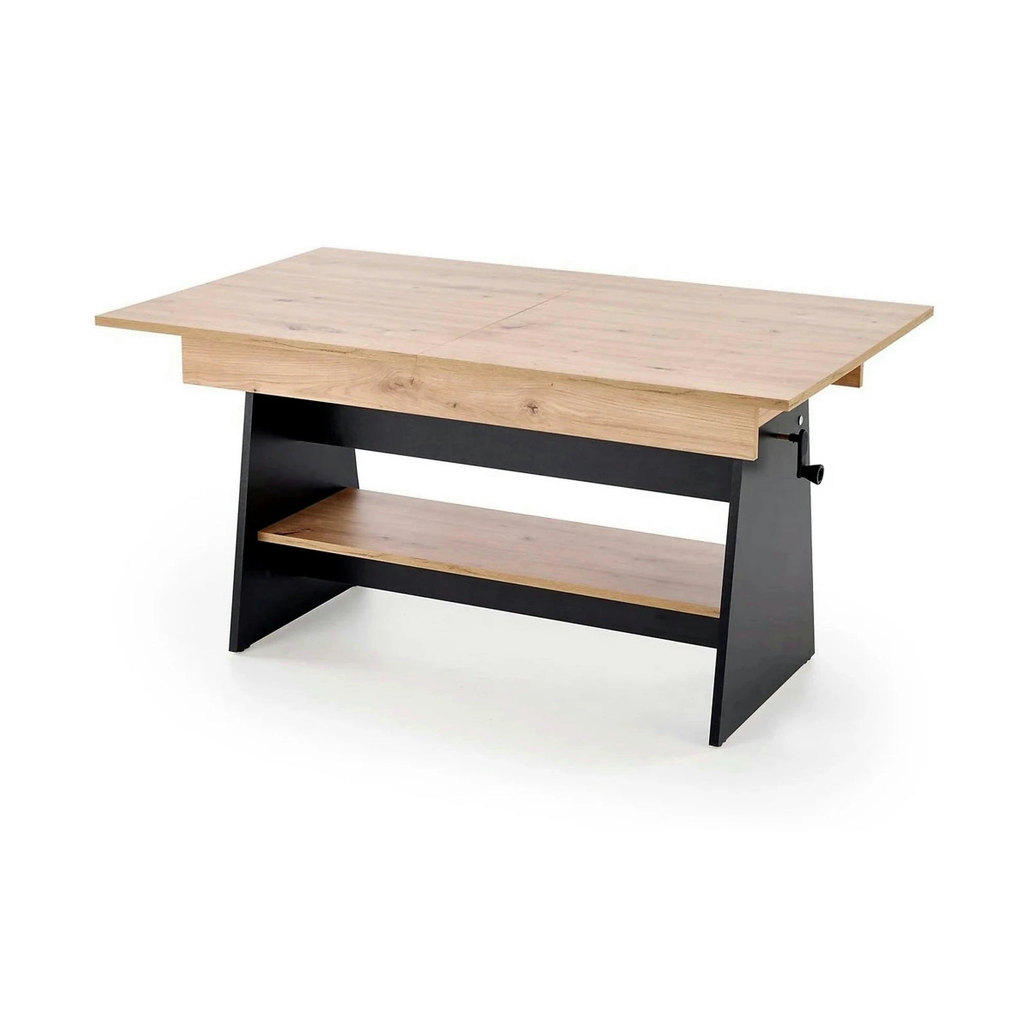 Masuta de cafea extensibila ERIKA, stejar artisan/negru, PAL laminat, 120/160x70x61/72 cm