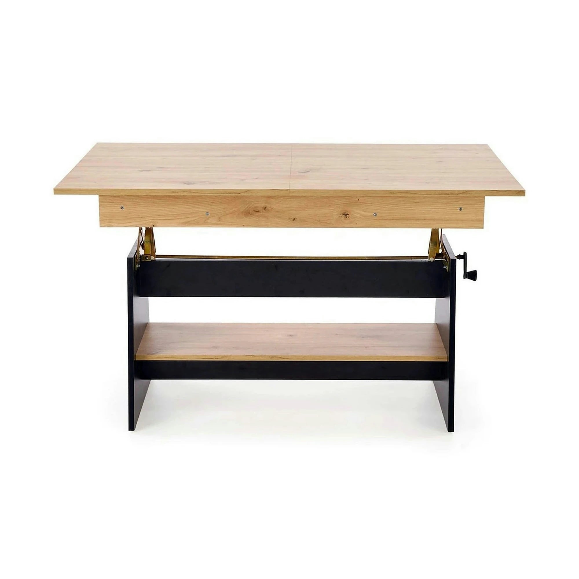 Masuta de cafea extensibila ERIKA, stejar artisan/negru, PAL laminat, 120/160x70x61/72 cm