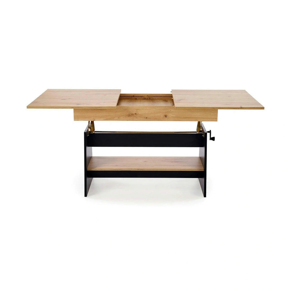 Masuta de cafea extensibila ERIKA, stejar artisan/negru, PAL laminat, 120/160x70x61/72 cm