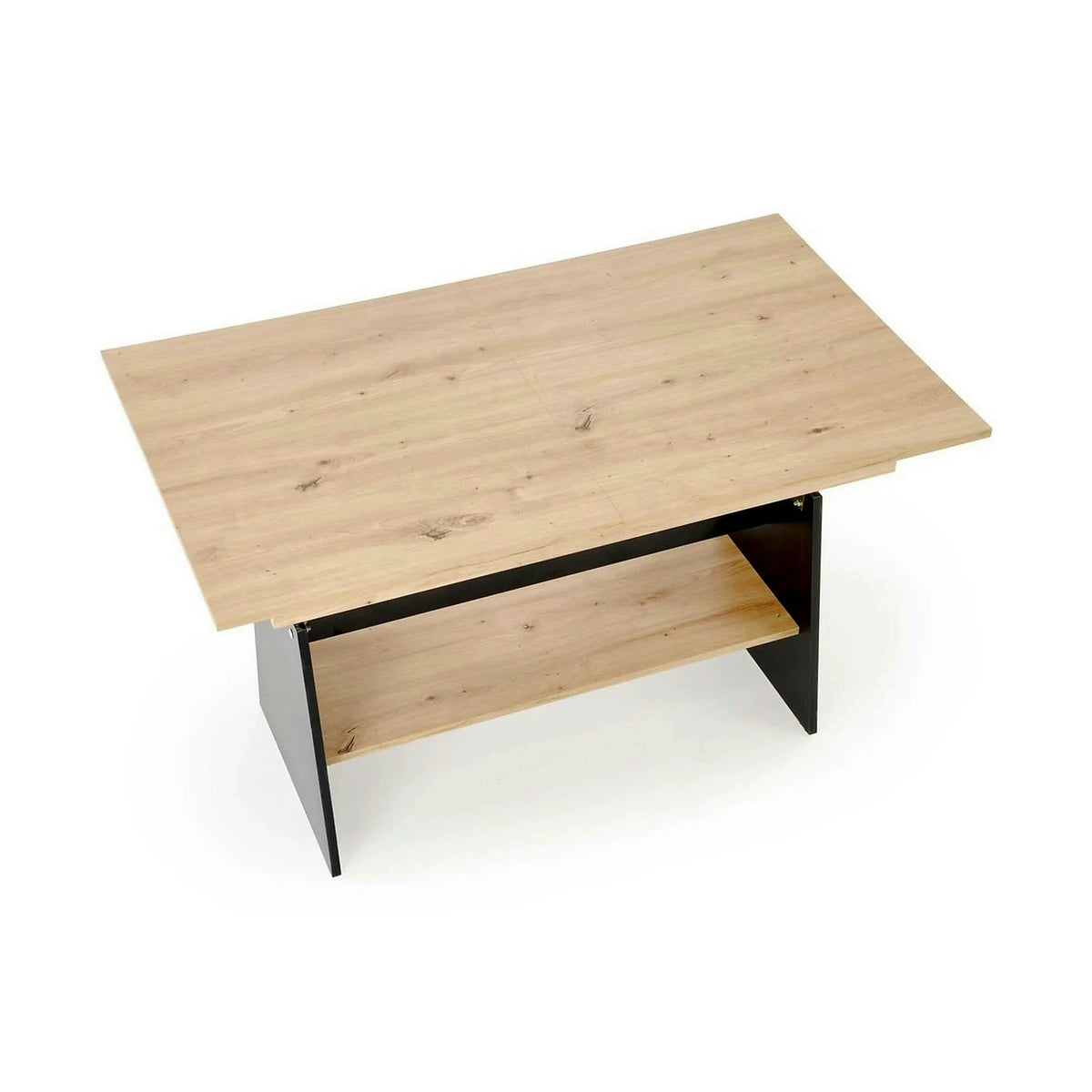 Masuta de cafea extensibila ERIKA, stejar artisan/negru, PAL laminat, 120/160x70x61/72 cm