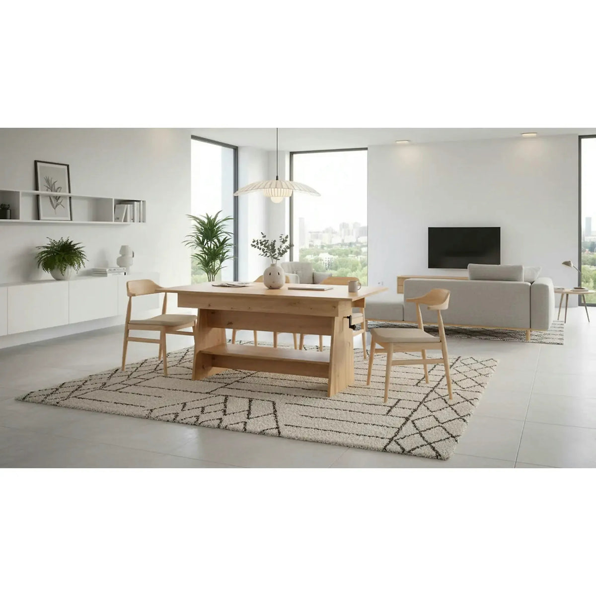Masuta de cafea extensibila ERIKA, stejar artisan, PAL laminat, 120/160x70x61/72 cm