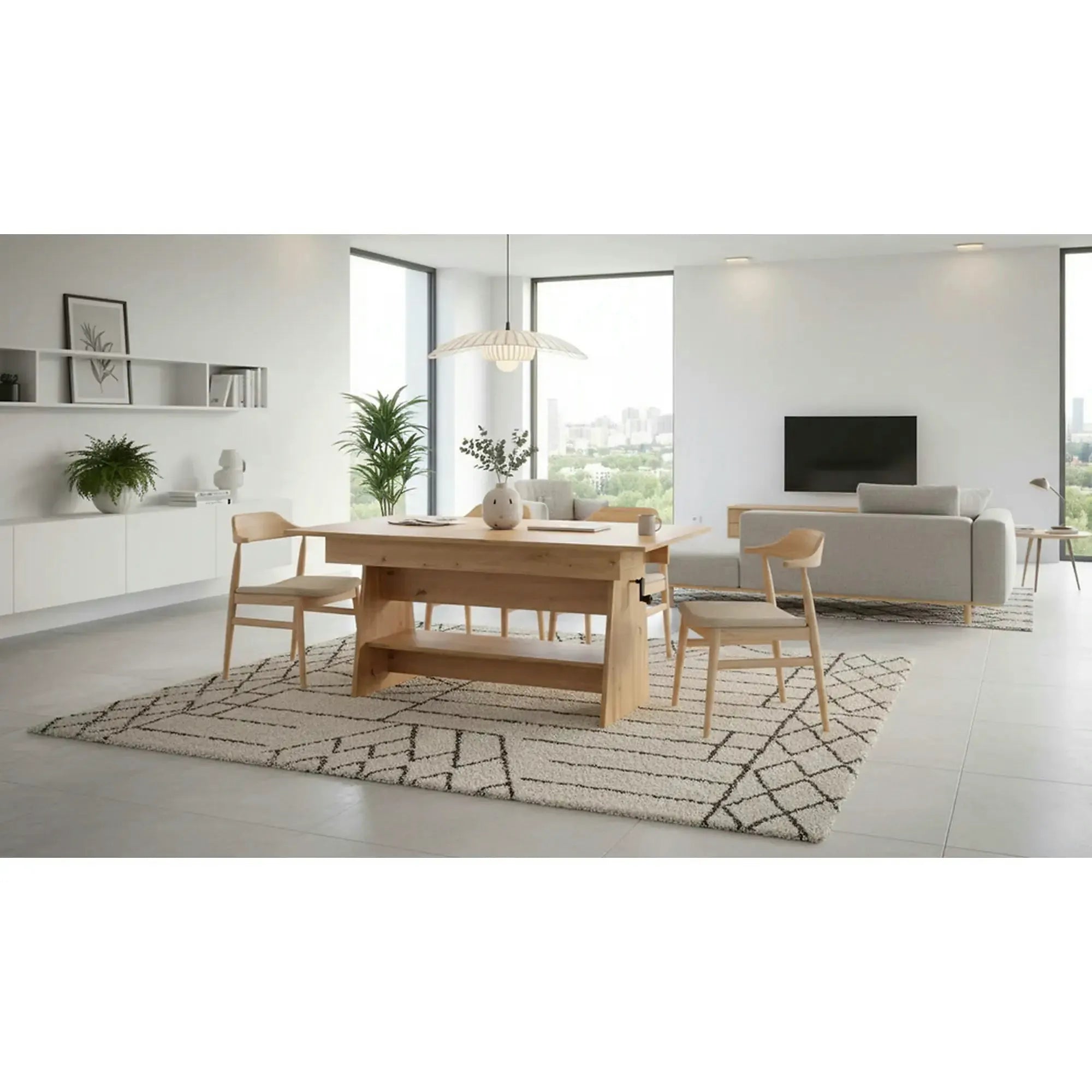 Masuta de cafea extensibila ERIKA, stejar artisan, PAL laminat, 120/160x70x61/72 cm