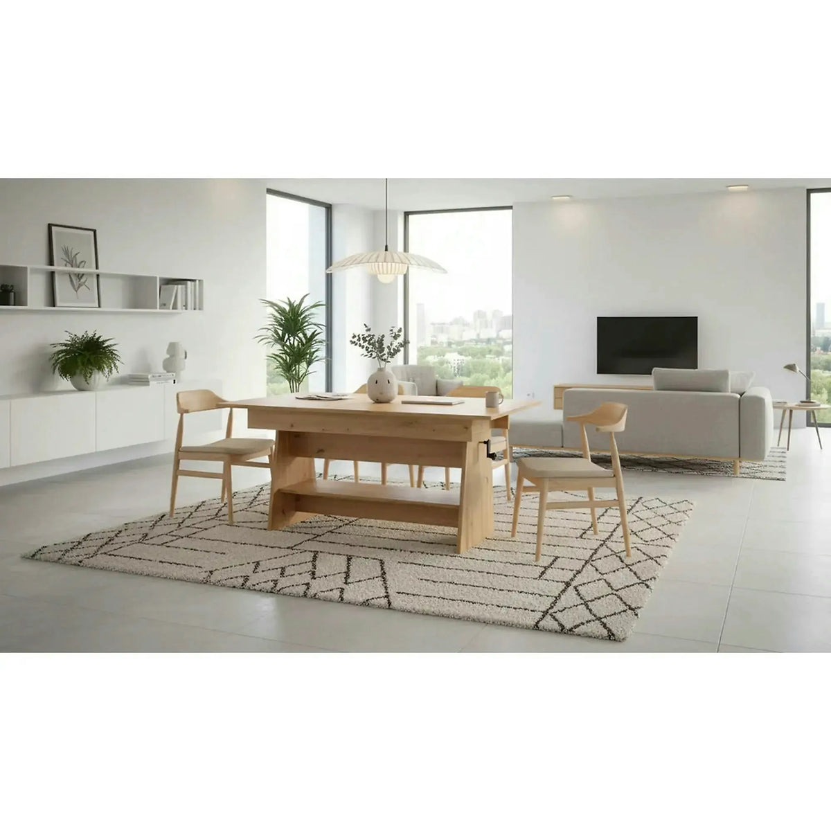 Masuta de cafea extensibila ERIKA, stejar artisan, PAL laminat, 120/160x70x61/72 cm