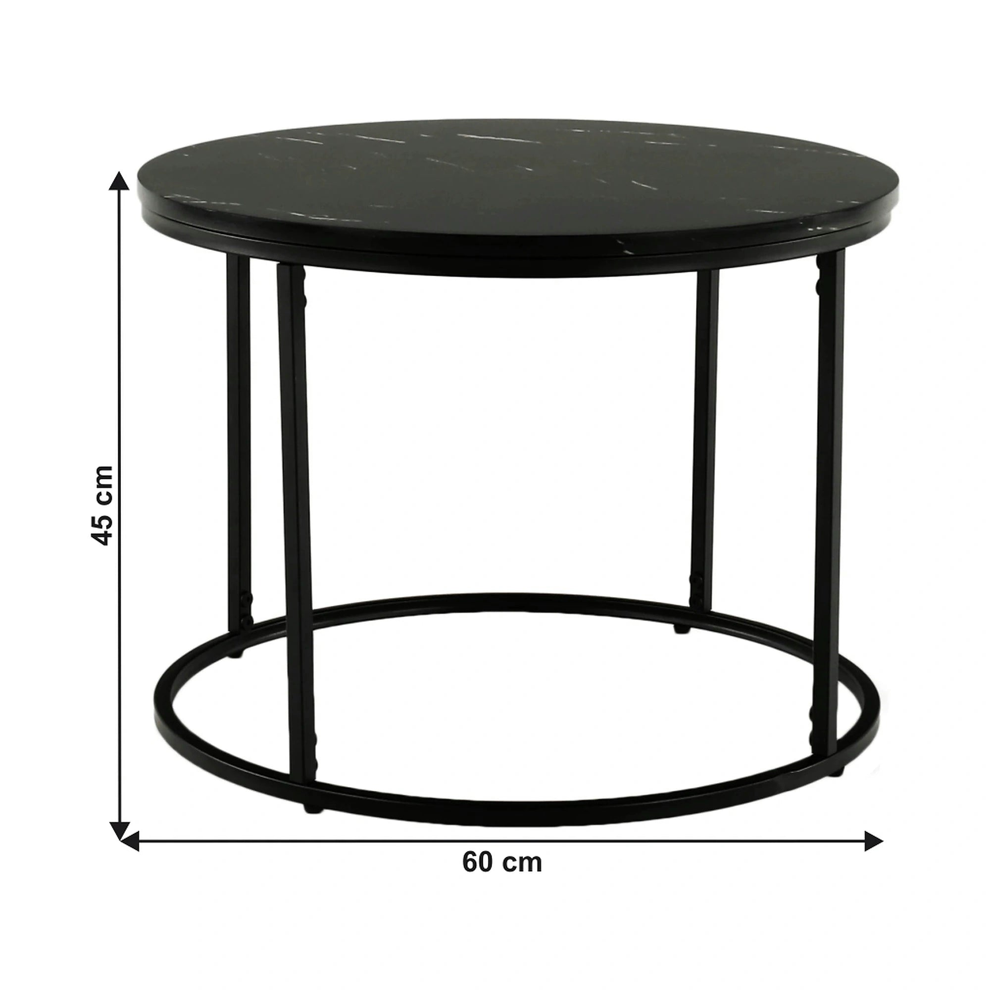 Masuta de cafea GAGIN, negru cu efect de marmura, 60x60x45 cm