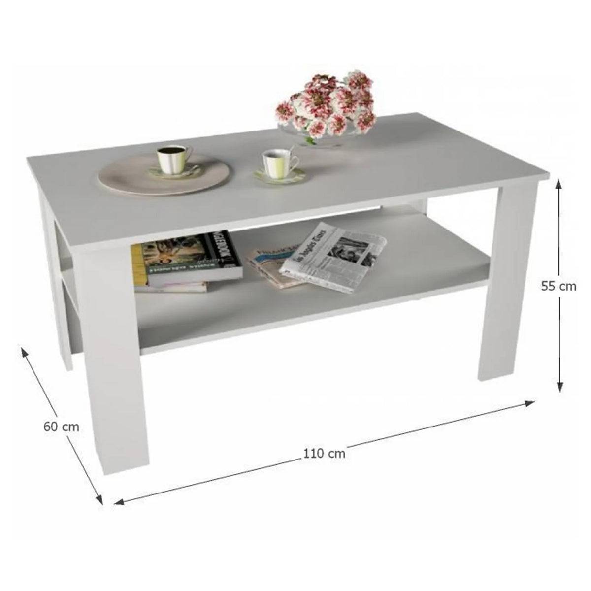Masuta de cafea GAUDI, alb, PAL melaminat, 110x60x55 cm